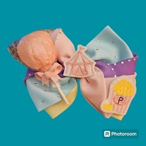 Large Pastel Circus Bedazzled Ballon Hair Bow